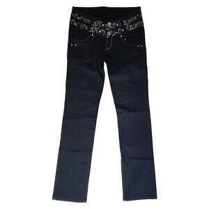RARE Rimos Republic Jeans Size 10 Straight Leg 90s Y2K Embellished Dark Wash